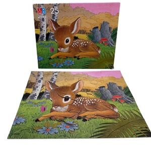 Vintage Milton Bradley Pastel Pets Fawn Puzzle 25 Pieces 4288-21 Deer 1980s